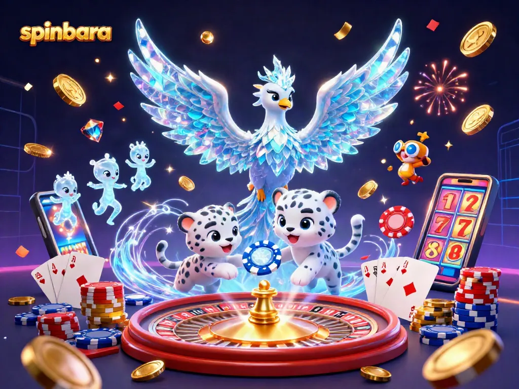 Spinbara brings excitement with a lively illustration featuring animations of a phoenix and poker gameplay elements.